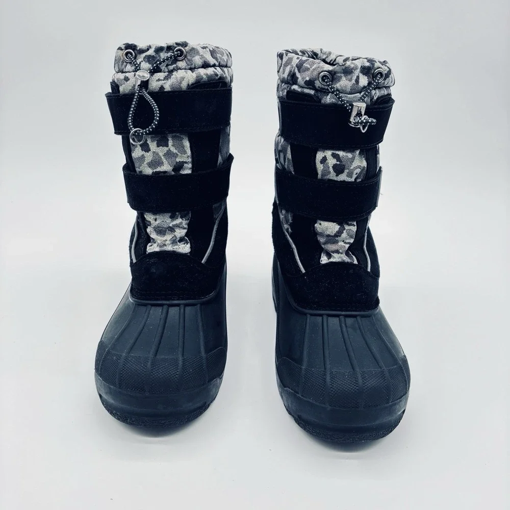 Lands’ End Kids Snow Plow Boots Gray Camouflage Youth Size 5 Medium